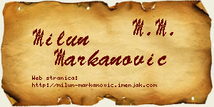 Milun Markanović vizit kartica